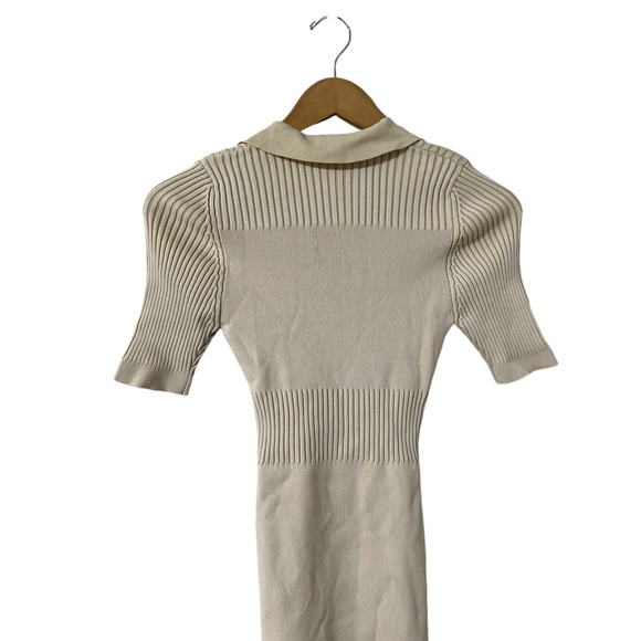 JACQUEMUS SSense La Robe Polo Ribbed Beige Short Sleeve Mini Dress - Picture 7 of 10